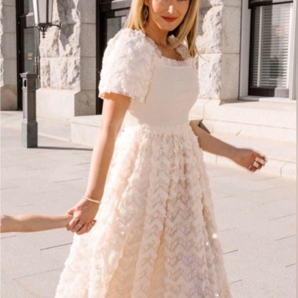 Ivy City Co Cloud Nine Embroidered Tulle Cream Dress - Sold Out - Size XS